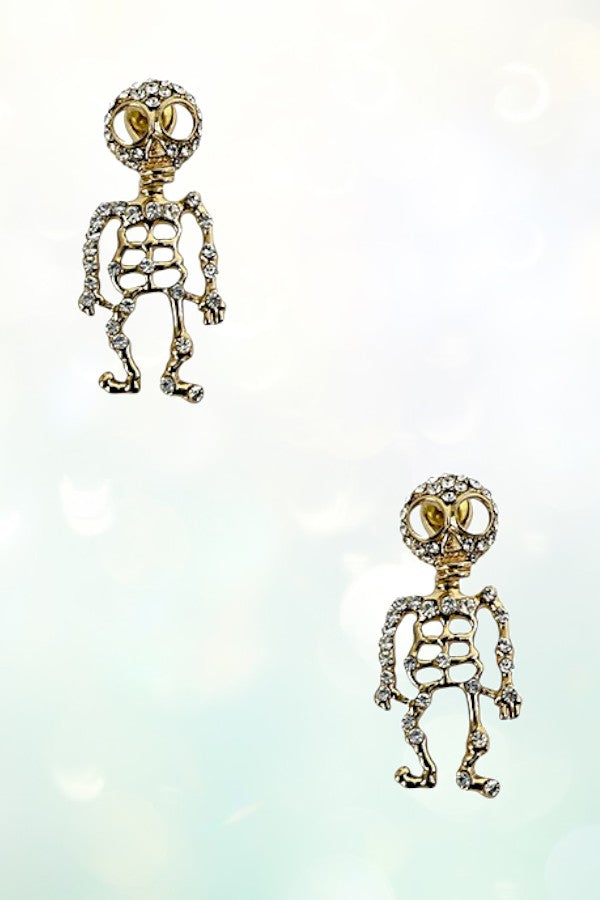 RHINESTONE PAVE SKELETON DANGLE EARRING