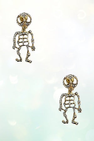 RHINESTONE PAVE SKELETON DANGLE EARRING