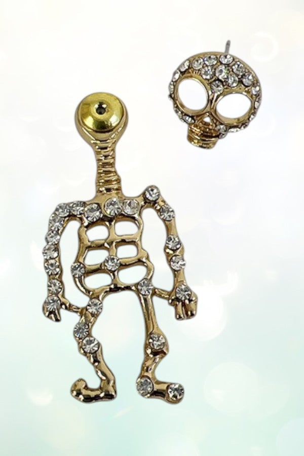 RHINESTONE PAVE SKELETON DANGLE EARRING