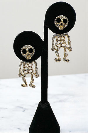 RHINESTONE PAVE SKELETON DANGLE EARRING