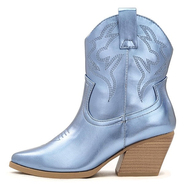 Western Boot with Low heel Metelic Finish 12D