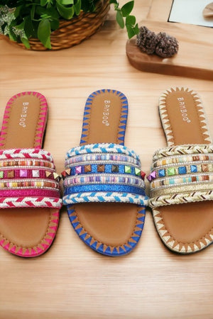 Slip On Style, Woven Sandals Perfect for Beach.