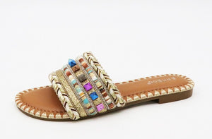 Slip On Style, Woven Sandals Perfect for Beach.