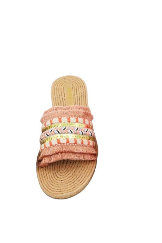 Women Raffia Woven Slip on Sandal