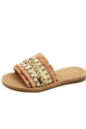 Women Raffia Woven Slip on Sandal