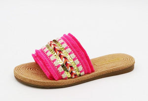 Women Raffia Woven Slip on Sandal