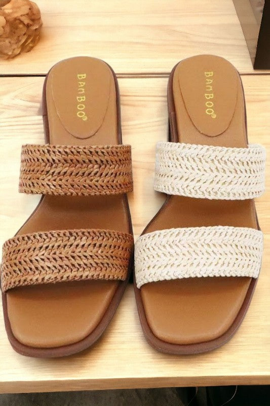 Braided Jute Slides Heeled Sandal