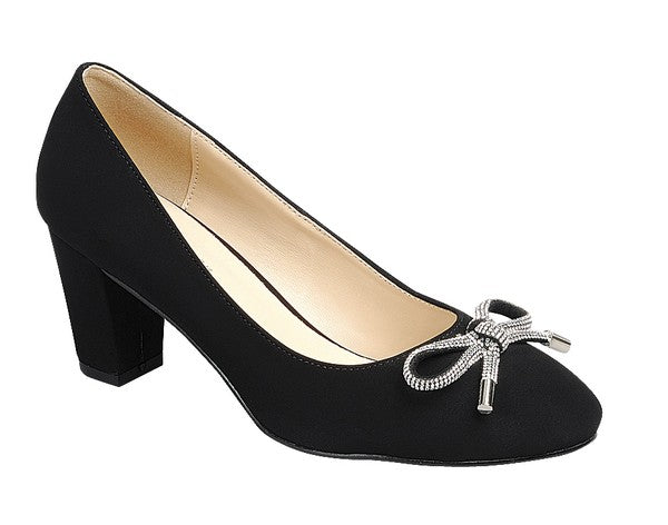 Kitten Heel Pump Shoes with bow A18
