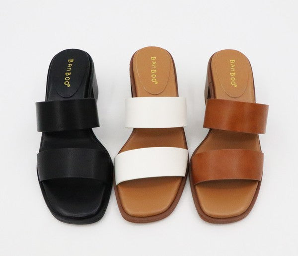 Two Wide Strap Open Toe Sandal