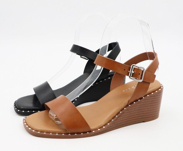 Metal Accent on Wedge Silhouette Sandal 12A