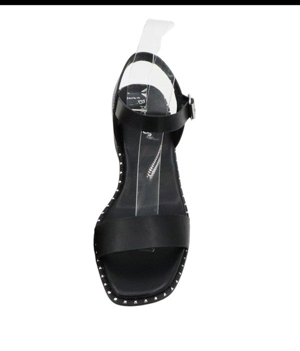 Metal Accent on Wedge Silhouette Sandal 12A