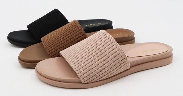 Stretch Woven Upper Slip On Sandal