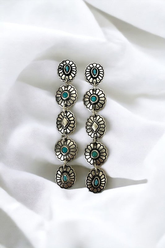 WESTERN CONCHO THEME 5 DANGLE EARRING