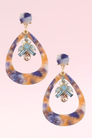 ACRYLIC TEARDROP GEM DANGLE EARRING