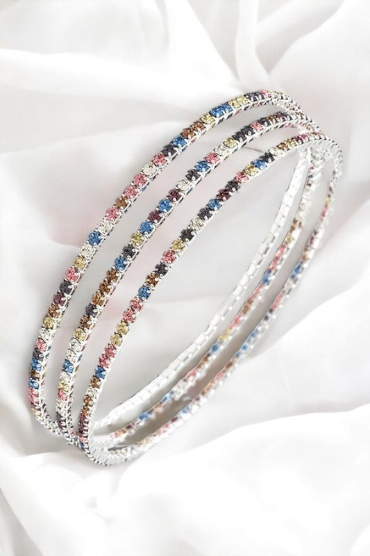 MULTI ROW CRYSTAL GEM FLEX BRACELET