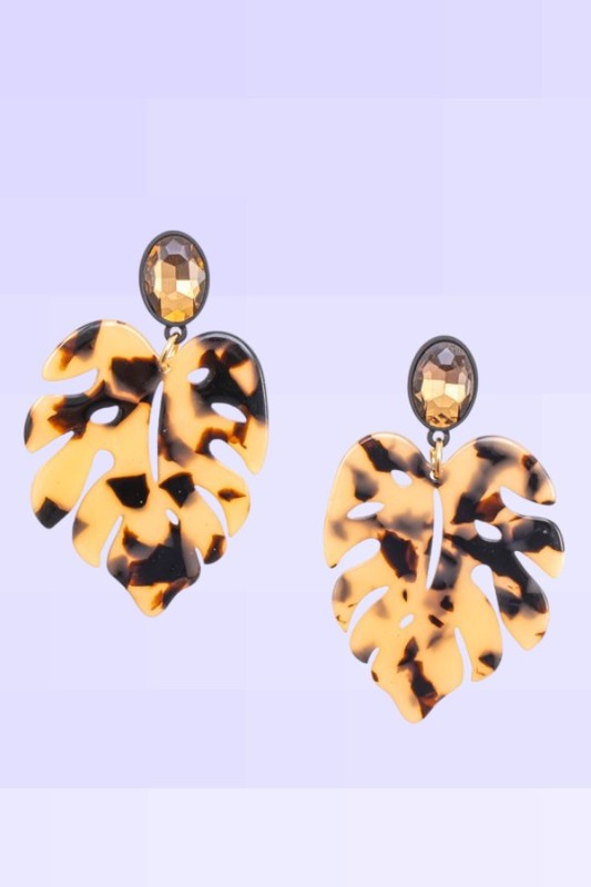 ACRYLIC LEAF CUT OUT DANGLE EARRING