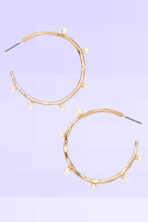 PEARL ACCENT C HOOP EARRING