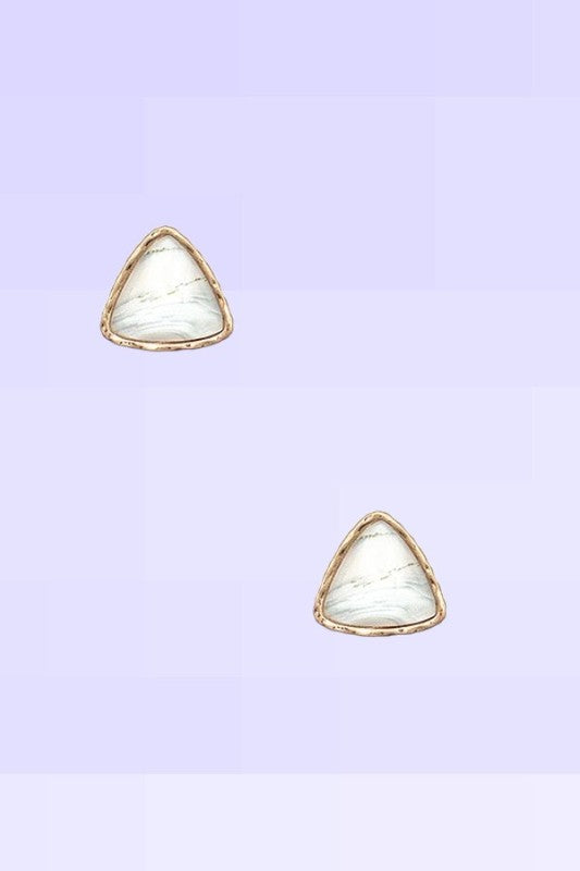 FACETED TRIANGLE POST EARRING