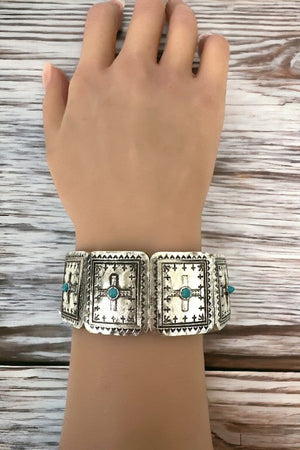 WESTERN SQUARE CROSS TQ STRETCH BRACELET