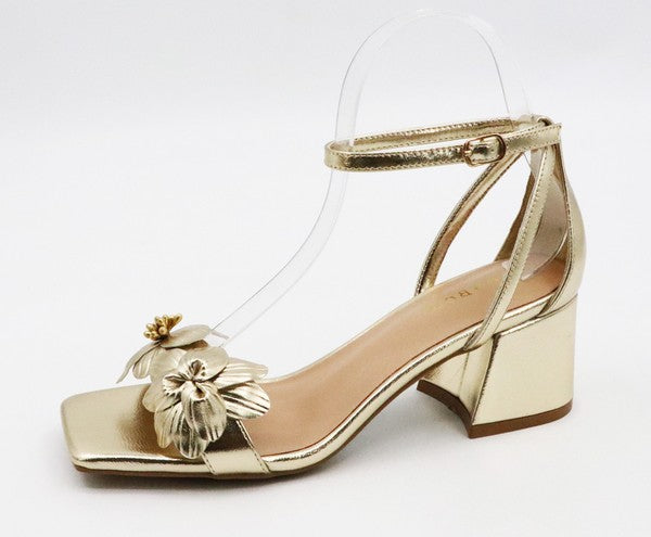 Floral design Heel with Ankle Strap 12A