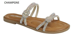 Flat Sandal with Rhinestone Straps B18