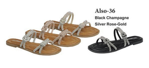 Flat Sandal with Rhinestone Straps B18