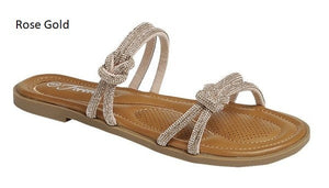 Flat Sandal with Rhinestone Straps B18