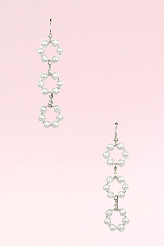 Round Triple Pearl Drop Earring