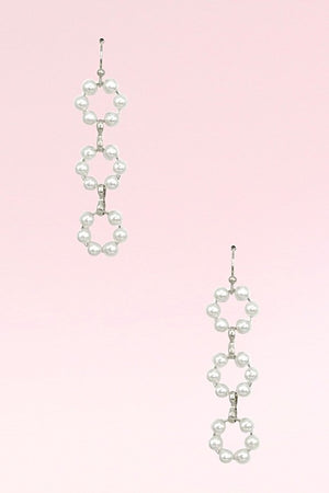 Round Triple Pearl Drop Earring