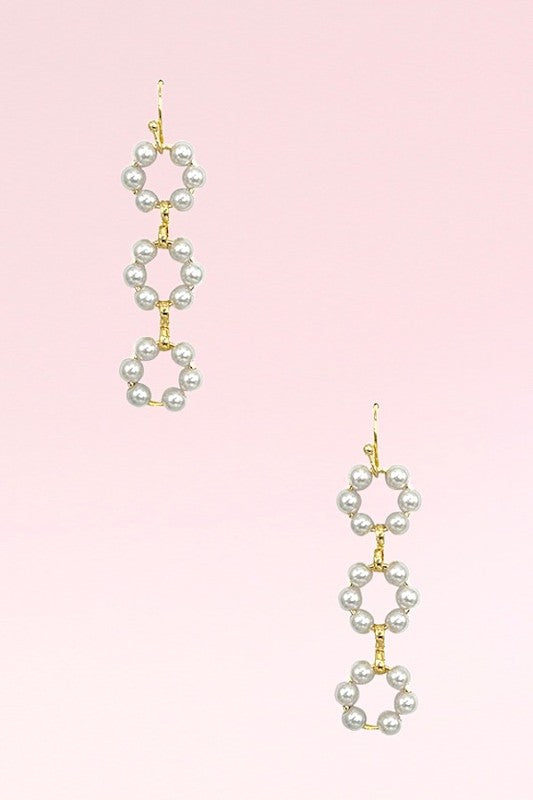 Round Triple Pearl Drop Earring