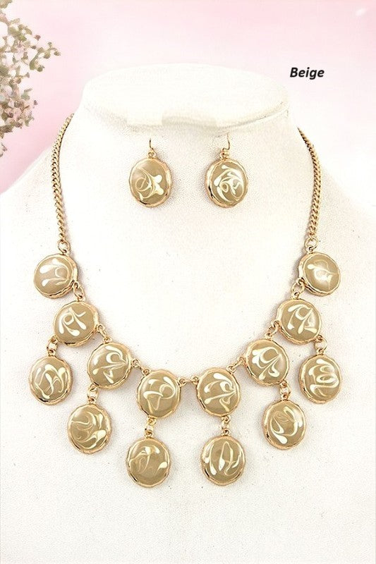 ROUND LINK BIB NECKLACE SET