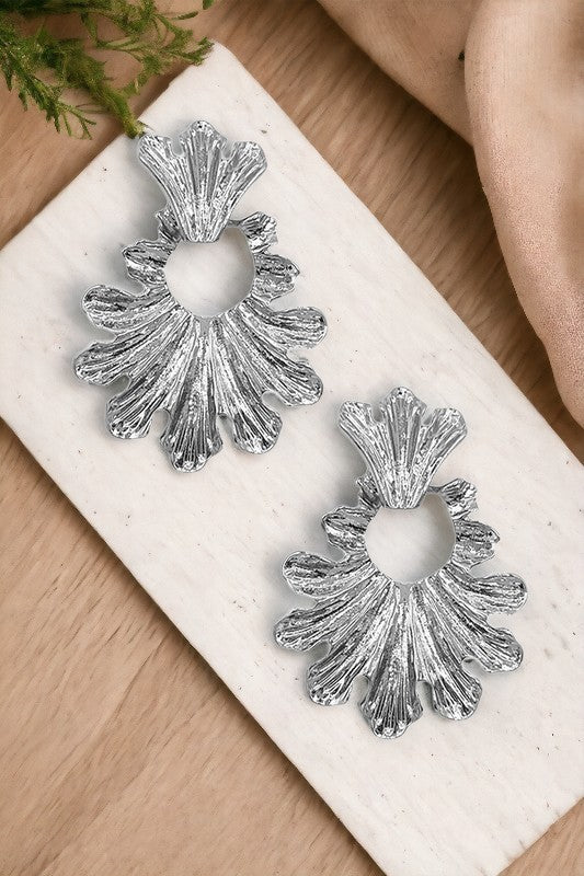 Leaf Textured Drop Earring