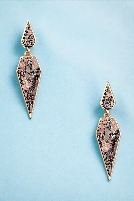 DOUBLE LINK CUT OUT SHAPE DANGLE EARRING