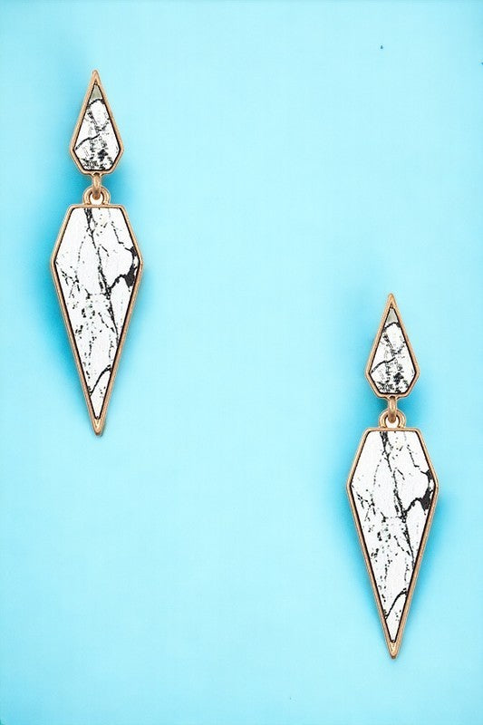 DOUBLE LINK CUT OUT SHAPE DANGLE EARRING