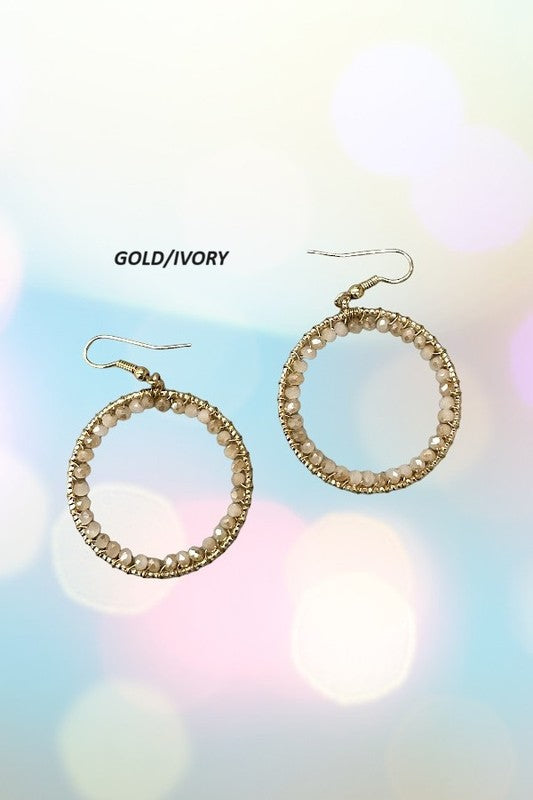 BEADED CIRCLE DANGLE EARRING