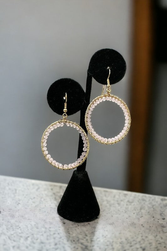 BEADED CIRCLE DANGLE EARRING