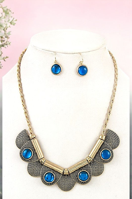 DOTTED HALF METAL LINK NECKLACE SET