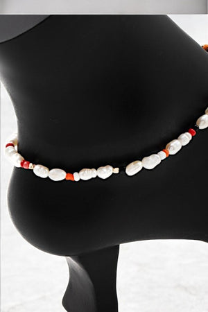 MULTI COLOR BEAD AND PEARL ANKLET