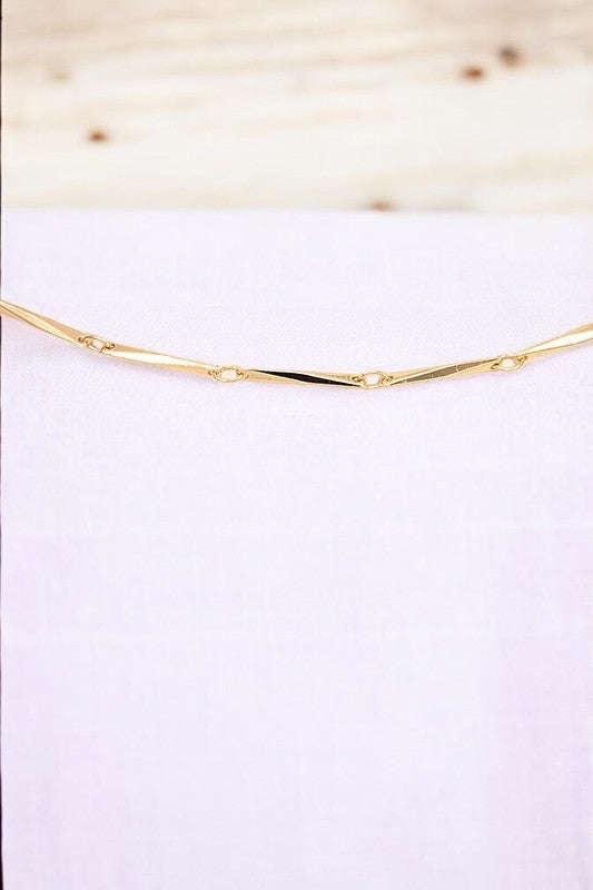 TWIST METAL LINK CHOKER NECKLACE SET