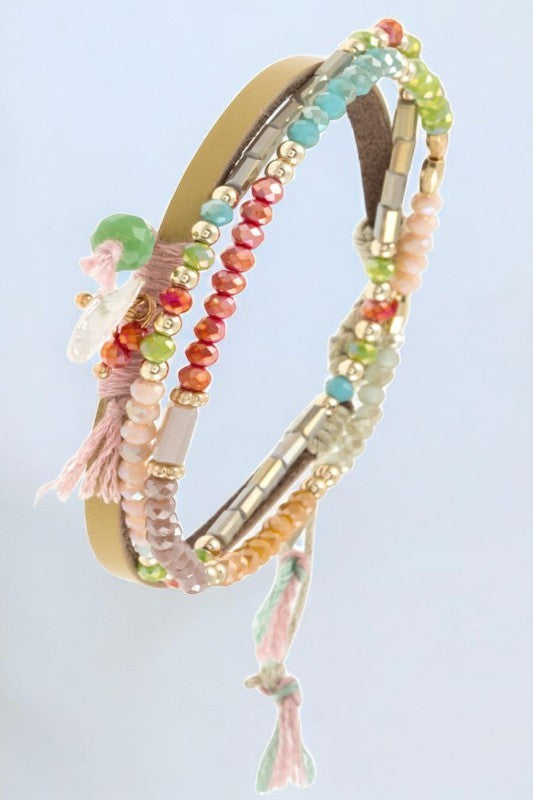 Multi Bead Tassel Bracelet