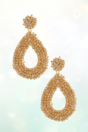 FACETED SEED BEAD TEARDROP EARRING