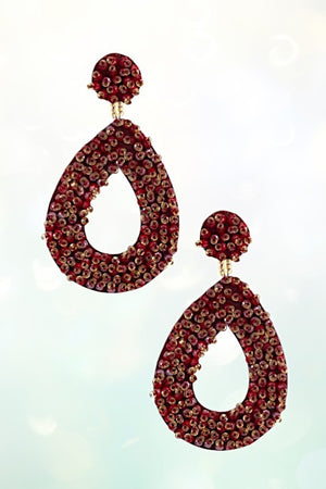 FACETED SEED BEAD TEARDROP EARRING