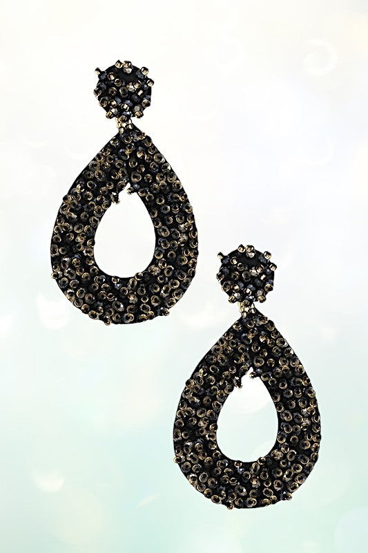 FACETED SEED BEAD TEARDROP EARRING