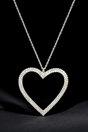 RHINESTONE PAVE HEART PENDANT NECKLACE