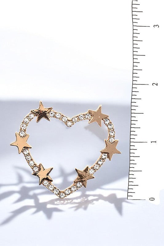 Rhinestone Heart Star Accent Post Earring