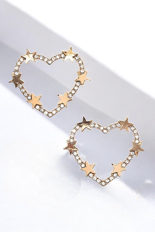 Rhinestone Heart Star Accent Post Earring