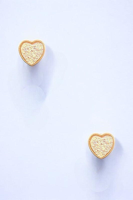 DRUZY HEART POST EARRING