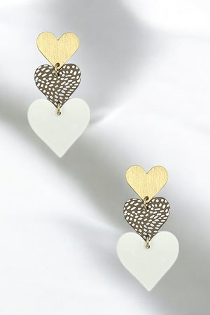 Triple Link Heart Drop Earring