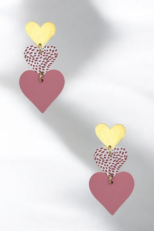 Triple Link Heart Drop Earring