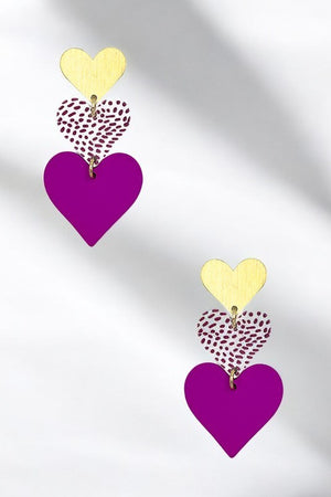 Triple Link Heart Drop Earring